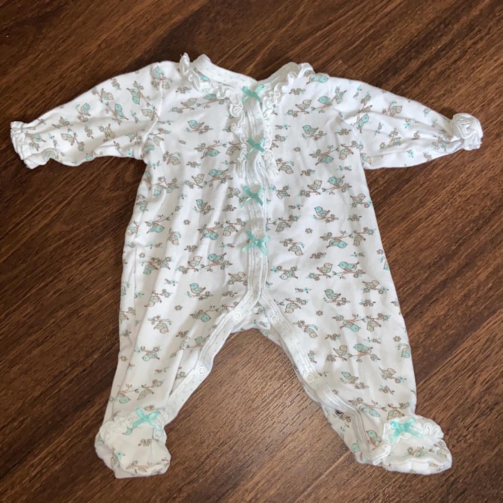 White long sleeved printed onesie